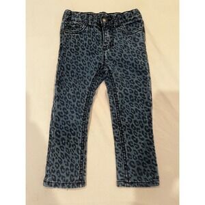 Cherokee Girls 2T Skinny Leopard Print Jeans Blue Adjustable Waist